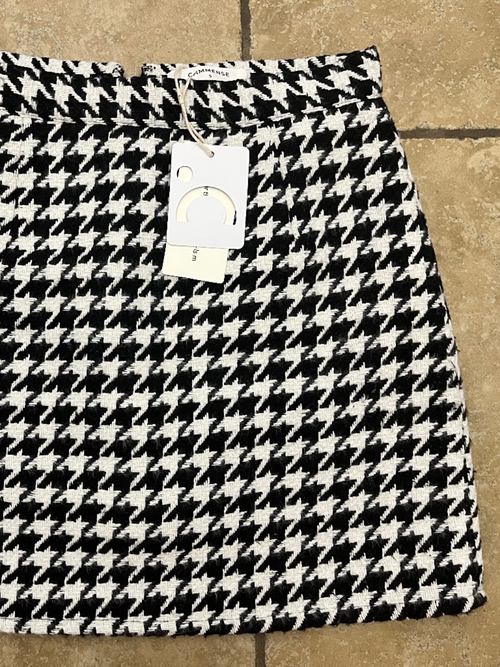 NWT Commense Houndstooth Plaid Tweed Mini Skirt - Picture 12 of 14